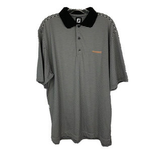 FootJoy Polo Shirt Mens Sz L Black White Striped Short Sleeve‎ Golf Woodberry